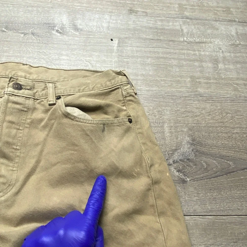 Levi's Pants 501 Mens 32x34 Tan Khaki Cotton Twill Button Fly Straight Leg Jeans